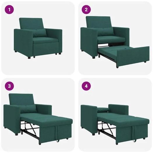 Single Sofa Bed Reclining Cloud grey 90 x 165 x 87 cm Fabric