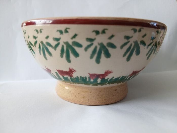 Rare ? Small red dog or pig pattern bowl and old rose eggcup