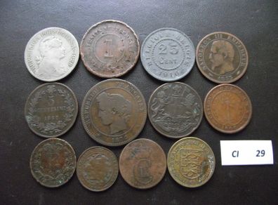 12 Vintage Foreign Coins (1835-1957)
