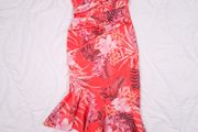 Lipsy Orange Tropical Floral Off-the-Shoulder Bardot Midi Dress 10UK/38EU