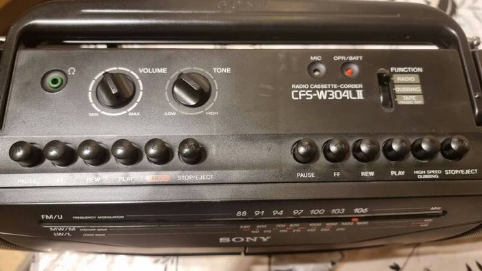 From 1991, Sony CFS-W304L Radio cassette recorder. Working without any problem.