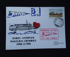 Ireland Postcard : Dublin - Liverpool Inaugural Crossings  , " Posted at Sea " - 1980