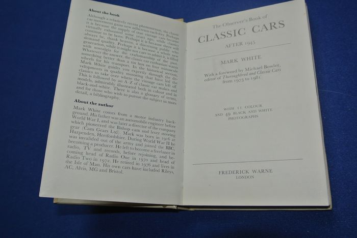 The Observer's Book Of Classic Cars After 1945 - By Mark White