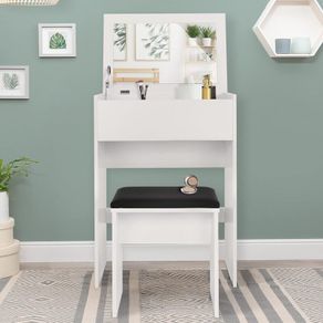 Dressing Table with Stool, Dressing Table with Mirror, 60 x 40 x 122 cm, White, Modern, Cosmetic Table, Dressing Table, Vanity Table, Folding Mirror, Dressing Table Set