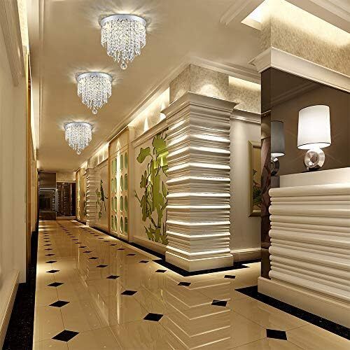 Modern Elegant Crystal Chandelier Lighting,K9 Ceiling Chandeliers Lights, 250mm, Beaded Light Shade with Clear Acrylic Jewel Droplets,Flush Mount LED Ceiling Light for Dining Room Bedroom Livingroom
