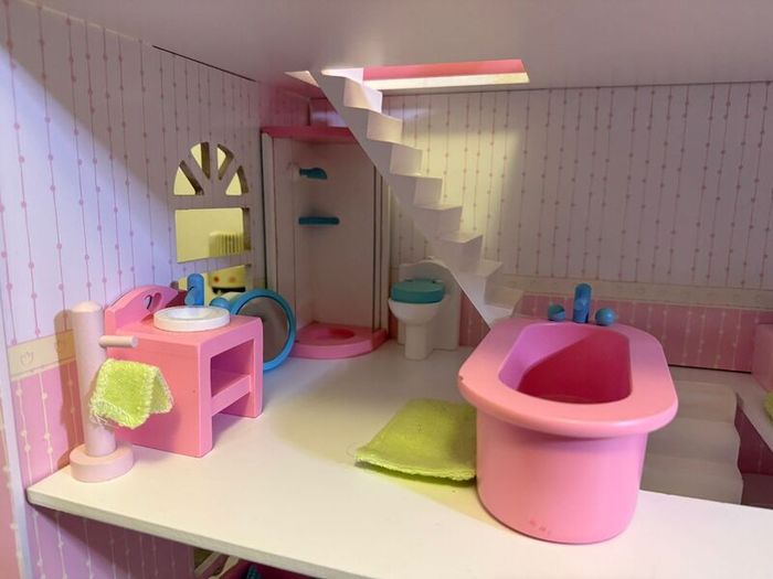 Wooden Dolls House, Car and Playground Set