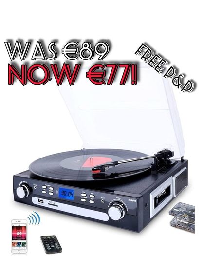 NEW SALE | Vinyl Record Player, Bluetooth Turntable with Stereo Speakers, Turntable for Vinyl to MP3 with Cassette Play, AM/FM Radio, Remote Control