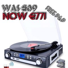 NEW SALE | Vinyl Record Player, Bluetooth Turntable with Stereo Speakers, Turntable for Vinyl to MP3 with Cassette Play, AM/FM Radio, Remote Control