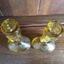 A Pair of Vintage 6 inch Amber Glass candle holders Image 3