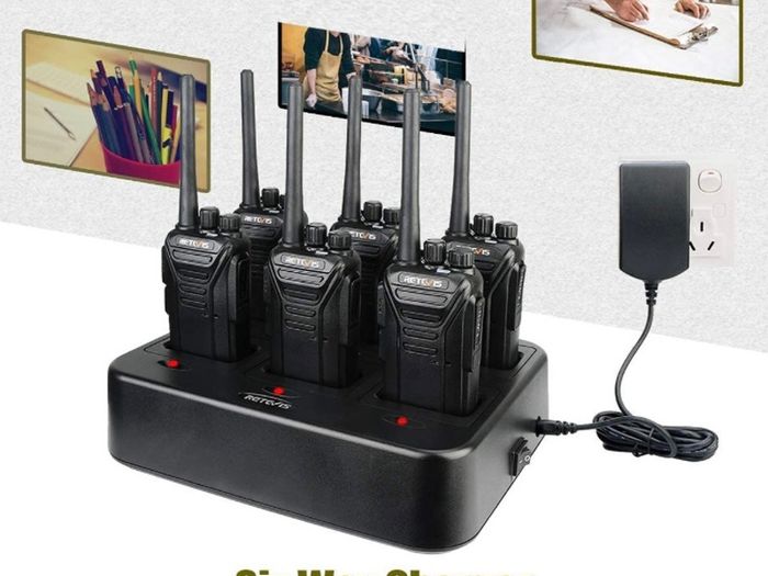 Walkie Talkie, Walkie Talkies with 6 Way Charger, PMR446 License-free, 16 Channels, VOX, Two Way Radio for School, Factory, Security (FREE POSTAGE)