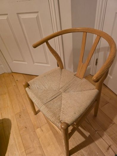 Set of two Meadows and Byrne oak wishbone chairs