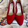 Red Suede Leather High Heels Image 3