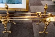 Large heavy solid brass companion set