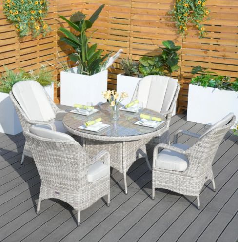 Rathwood 6 Seater Set with 135cm Round Table - Garden Chairs & Table