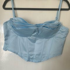 Light Blue Corset Crop Top
