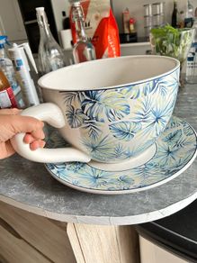 Large cup and saucer pot from Denby