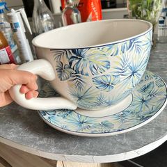 Large cup and saucer pot from Denby