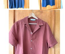 Men tshirts: 2 navy tshirts and 1 short sleeve textured shirt