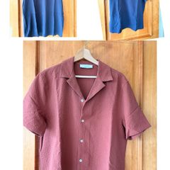 Men tshirts: 2 navy tshirts and 1 short sleeve textured shirt