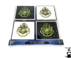 Harry Potter Coasters Set Of 4 Black & White School Emblem Hogwarts Crest Novelty Collectible From Penneys Primark Home   Brand new in original packaging This is official merchandise