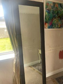 Leather trim mirror