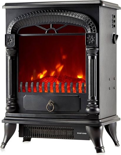 SALE Electric Fireplace Stove Heater with Log Wood Burner Effect - with Fire Flame Effect, Arch Design, Freestanding Portable, Wood Burning LED Light - 1750-1950 watts