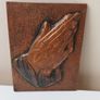 Vintage Copper Plaque Praying Hands  size 11.5x15.5cm Image 2