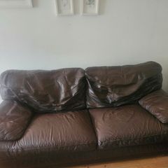 Brown leather sofa