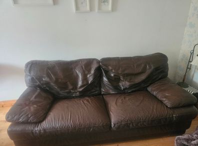 Brown leather sofa