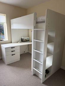 Kids High Sleeper Bed with Desk & Storage