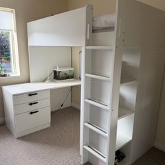 Kids High Sleeper Bed with Desk & Storage