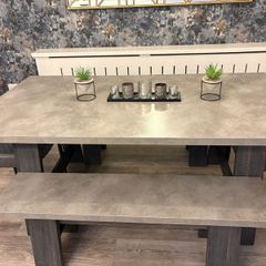 Dining table and benches