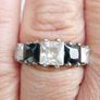 Vintage Sterling Silver 925  5-Stone Ring: Sapphire & Cubic Zirconia size P - 4,3g Image 6