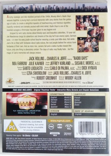Radio Days (Woody Allen Film) [1987] Woody Allen, Danny Aiello, Jeff Daniels, Mia Farrow, Diane Keaton & Diane Wiest [DVD Movie]