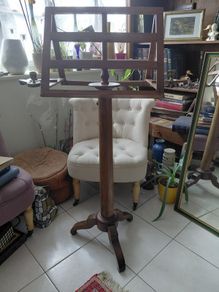 Antique wooden Duellist music stand with side candle sconcesAntique oak wooden music stand with side candle sconces