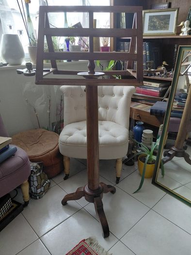 Antique wooden Duellist music stand with side candle sconcesAntique oak wooden music stand with side candle sconces