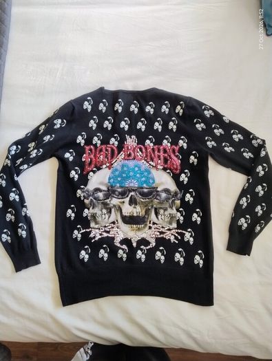 Vintage Y2K Siren Mall Goth Cherry Skull Sequin Cardigan