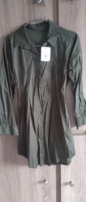 quality shirt style dress khaki green size fits SM m