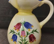 Rare Vintage 1930s Czechoslovakian Hand-Painted Folk Art Ceramic Jug  Pitcher