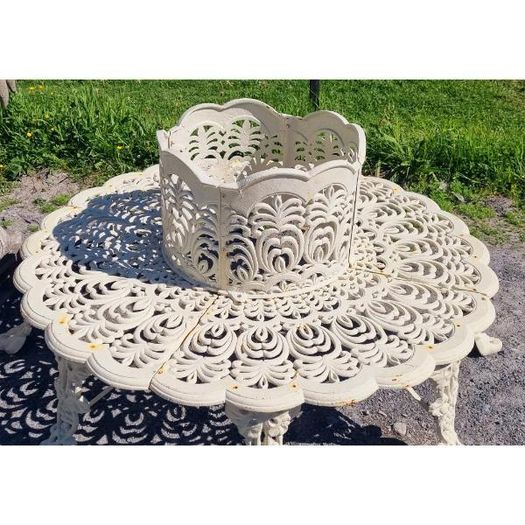 Cast Iron Tree Bench White CH-717-W