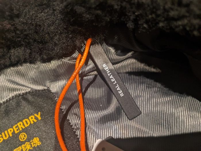 Superdry Black Aviator Flight Leather Jacket