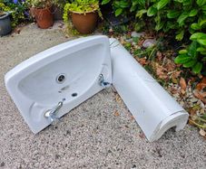 Ceramic sink.
