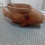 Large Koi Carp  Vintage Planter Wooden Handcarved Image 2