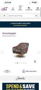 Amanda Holden showstopper swivel accent chair . Unwanted prize . Brand new