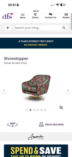 Amanda Holden showstopper swivel accent chair . Unwanted prize . Brand new