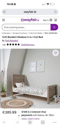 Tutti Bambini Modena 3-in-1 Cot Bed  White Oak