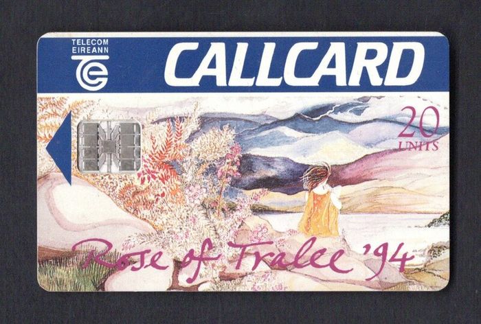 1994 Ireland 20 unit Rose of Tralee '94 (Schlumberger SC7) Call Card Used. Telecom Eireann card number 1067.