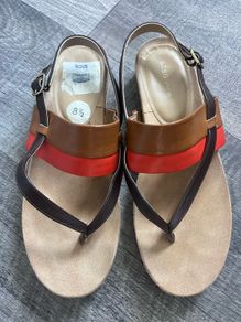 Ladies sandals orange & brown