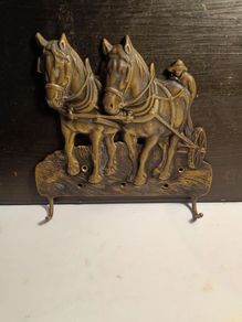 Vintage Solid Brass Horse Plough Coat Rack
