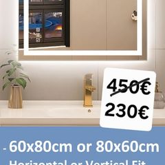 LED Bathroom Mirror 60x80cm Bluetooth Speakers